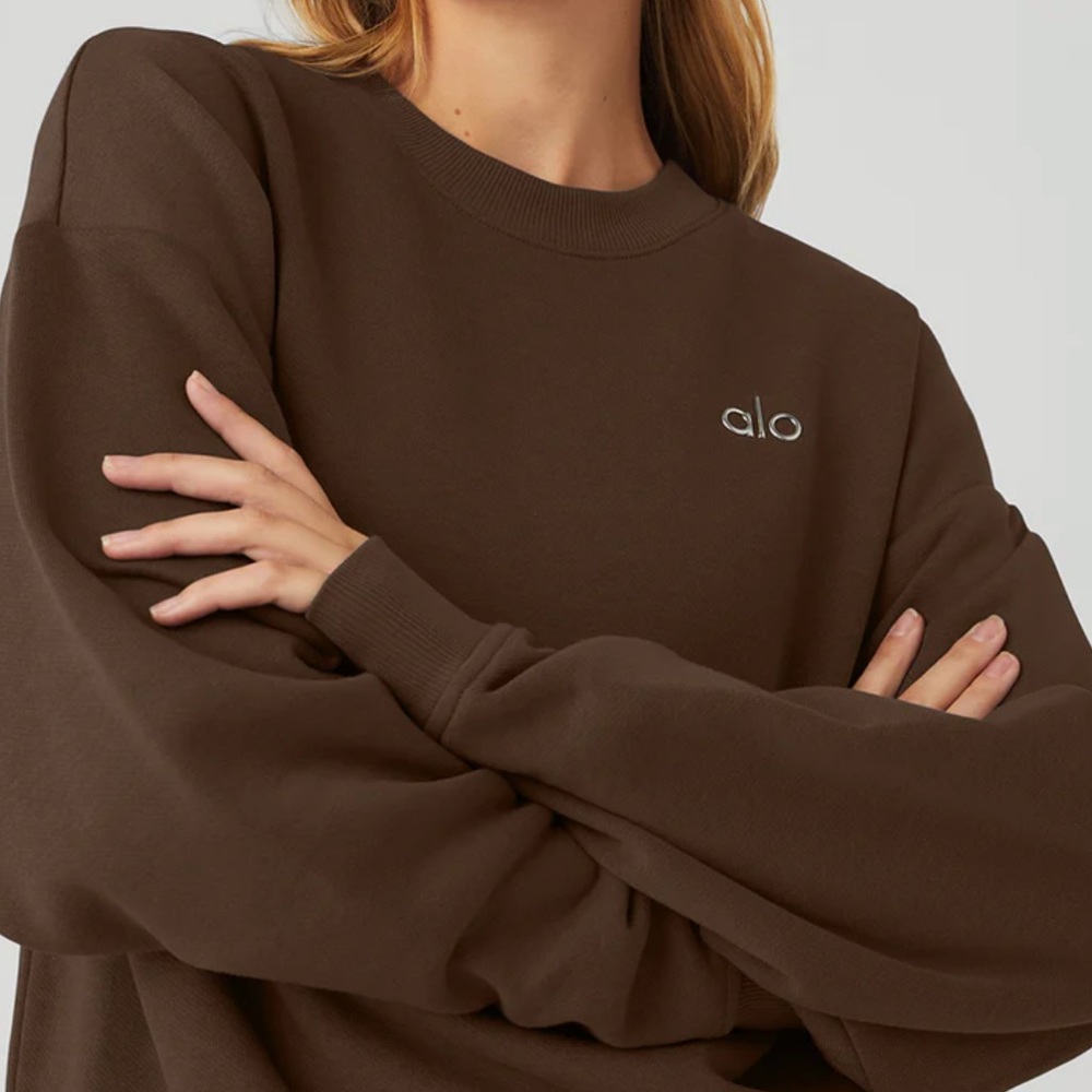 Alo Yoga Uni-sex Brown Accolade Crew Neck Pullover Sweatshirt Size Small/Medium